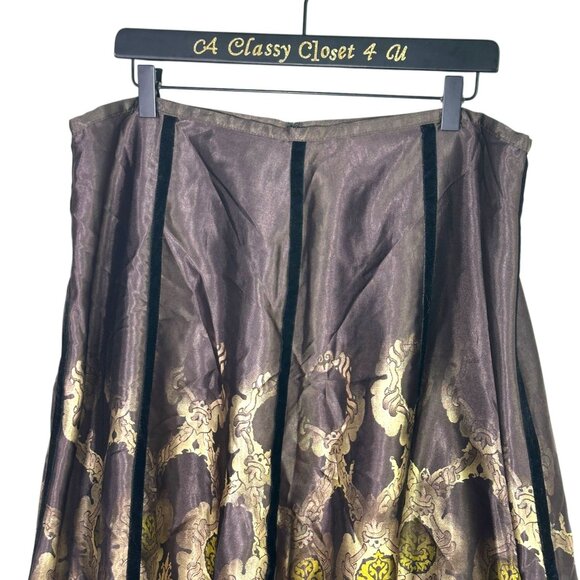 Apostrophe Brown & Gold Floral Print Skirt Size 18 - Picture 4 of 7